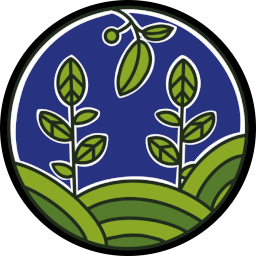 Le logo de Conoia, des branches avecc des feuilles et des collines